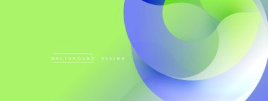 Soyut sıvı şekilleri örtüşür, canlı gradyanlar yaratır. Yeşil sol tarafa hükmediyor, maviye geçiş, beyaz kıvrımlar hareketi gösteriyor, modern tasarım estetiği.