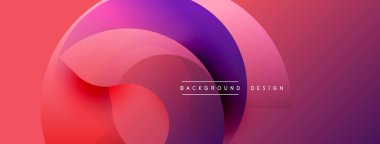 Soyut tasarım özellikleri üst üste binen dairesel şekiller. Renkler canlı kırmızıdan koyu mora geçerek dinamik görsel efekt yaratır. Modern, pürüzsüz gradyanlar kompozisyona hakim.