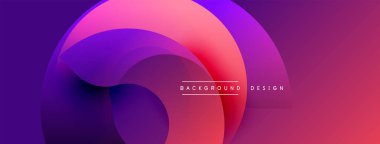 Üst üste binen dairesel katmanlar içeren soyut bileşim. Kademeli geçişler mor, pembe, kırmızı renkleri harmanlayarak dinamik görsel efekt yaratır. Modern tasarım ögesi.