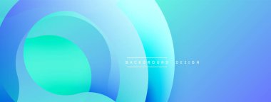 Soyut arkaplan özellikleri üst üste binen dairesel katmanlar. Renkli gölgeler turkuazdan açık maviye geçerek pürüzsüz bir görsel akış yaratıyor. Minimalist tasarım sakin bir atmosferi çağrıştırıyor.