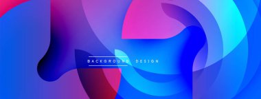Soyut sıvı şekilleri canlı mor, mavi renkleri harmanlar. Üst üste binen katmanlar dinamik bileşim yaratır, modern estetik. Arkaplan tasarımı hareket ve enerji öneriyor.