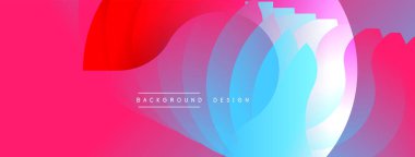 Soyut canlı tasarım dairesel katmanlarla örtüşen özellikler. Renkler pembe, kırmızı, mavi, mor renkten geçerek dinamik görsel efekt yaratır. Modern arkaplan ögesi.