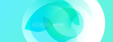 Soyut sıvı şekilleri örtüşür, canlı turkuaz eğimleri yaratır. Yumuşak ışık soluk cyan arka planına karışıyor. Modern tasarım sakin ve akan enerjiyi çağrıştırıyor..