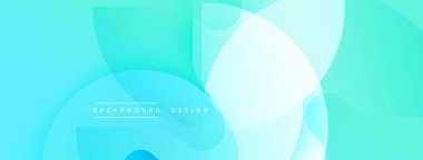 Soyut arkaplan özellikleri üst üste binen daireler, türkuazdan beyaza doğru değişen gradyanlar. Minimalist tasarım, modern estetiği çağrıştırıyor. Yumuşak renk paleti huzurlu bir görsel deneyim yaratır.