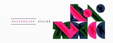 Soyut geometrik bileşim. Pembe, donanma, yeşil şekiller, dinamik görsel efekt oluşturur. Minimalist tasarım arka planlar ve modern grafikler için uygundur.