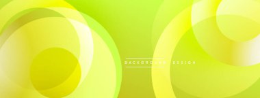 Soyut arkaplan özellikleri üst üste binen daireler, sarıdan yeşile gradyanlar. Modern tasarım akıcılığı, tazeliği, pozitif enerjiyi çağrıştırıyor. Basit ama canlı kompozisyon.