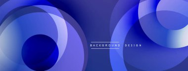 Soyut mavi daireler dinamik bileşim oluşturarak örtüşüyor. Gradyan gölgeler derinlik sağlar, modern estetik. Özgeçmiş ve sunumlar için uygun minimalist tasarım.