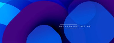Soyut arkaplan özellikleri üst üste binen daireler, derin mavilerden canlı morlara kayan gradyanlar. Modern tasarım akıcılık, derinlik ve görsel uyumu çağrıştırıyor. Minimalist estetik.