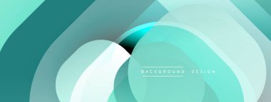 Soyut geometrik arkaplan. Üstüste binen yarı saydam şekiller modern tasarım yaratır. Serin deniz mavisi, nane rengi kompozisyona hakim. Minimalist estetik, pürüzsüz gradyanlar mevcut.