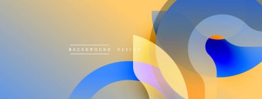 Soyut geometrik şekiller örtüşür, dinamik bileşim yaratır. Sıcak sarılar, havalı mavilerle harmanlanarak, değişken arkaplan oluşturur. Minimalist tasarım modern estetiği çağrıştırıyor.