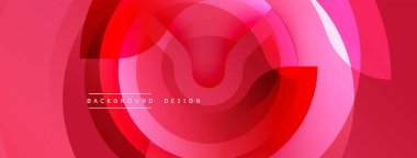 Soyut dairesel katmanlar dinamik görsel efekt yaratır. Gözlükler koyu kırmızıdan soluk pembeye kadar değişiyor. Modern tasarım arka planlar, sunumlar, markalaşma materyalleri için uygundur.