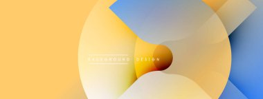 Soyut tasarım, üst üste binen daireler, ılık sarı karışımlar serin maviye dönüşür. Yumuşak eğimler derinlik yaratır, modern estetik. Minimalist kompozisyon, arkaplan dokusu görünür.