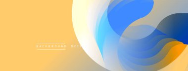 Soyut arkaplan dalgalı katmanlar, canlı renkler içerir. Kademeli geçişler sarı, mavi ve turuncu renkleri harmanlıyor. Modern tasarım akıcılığı ve hareketi çağrıştırıyor. Minimalist estetik.