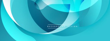 Soyut mavi tasarım üst üste binen yarı saydam şekiller. Eğik gölgeler derinlik yaratır, dalgalı kıvrımlar hareketi işaret eder. Minimum metin arka plan tasarımı okur. Modern estetik.