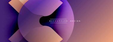 Soyut gradyan şekiller çakışıyor, dinamik görsel etki yaratıyor. Mor, turuncu renkler düzgün bir şekilde harmanlanır. Özgeçmiş ve sunumlar için uygun minimalist tasarım.