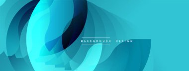 Soyut akış şekilleri dinamik mavi bileşim oluşturur. Dereceli gölgeler derinlik sunar, modern estetik. En küçük metin arkaplan tasarım ögesini gösterir.