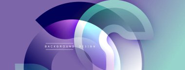 Soyut sıvı şekilleri örtüşür, dinamik mor, deniz mavisi renkleri oluşturur. Modern tasarım şeffaflığı kullanır, görsel ilgi için katman oluşturur. Mevcut en küçük metin.