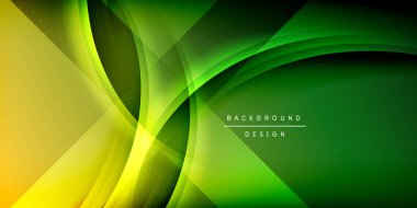 Soyut arkaplan dalgalı kıvrımlar, canlı yeşil, sarı renkler. Modern tasarım dinamik görsel deneyim yaratır. Düz geçişler, katmanlı şekiller derinlik sunar.