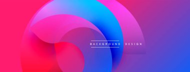 Soyut renkli katmanlar dinamik görsel efekt yaratır. Pembe, mor ve mavi renklerin karışımı pürüzsüzdür. Modern tasarım ögesi.