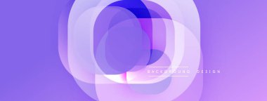 Soyut geometrik şekiller örtüşüyor, canlı mor gradyanlar yaratıyor. Yumuşak kenarlar akıcılığı, modern tasarım estetiğini akla getiriyor..