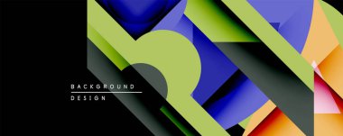 Soyut geometrik şekiller örtüşüyor, canlı renk eğimleri yaratıyor. Dinamik kompozisyona sahip modern tasarım, arka planlar için uygun.