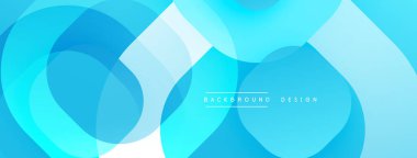Soyut mavi arkaplan. Üst üste binen daireler, kareler modern tasarım yaratır. Işık eğimleri, pürüzsüz geçişler, durgun estetik.