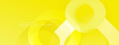 Parlak sarı soyut arka plan. Üst üste binen daireler modern, minimalist tasarım yaratır. Yumuşak eğimler derinlik ve doku ekler.