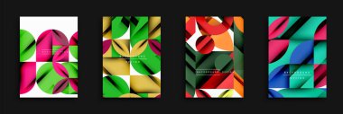 Soyut geometrik arka planlar. Canlı renkler, üst üste binen şekiller modern tasarımlar yaratır. Minimalist tarz, temiz estetik..
