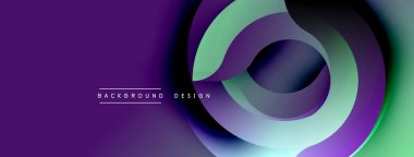 Soyut mor tasarım üst üste binen dairesel katmanlar içeriyor. Gradyan gölgeler dinamik görsel efekt yaratır. Modern estetik.