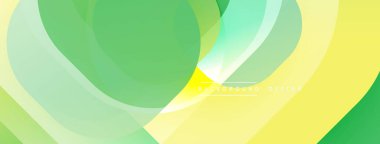 Soyut katmanlar, yumuşak renkler karışımı. Yeşil, sarı renkler çağdaş tasarım yaratır. Minimalist estetik, nazik eğilimler mevcut.