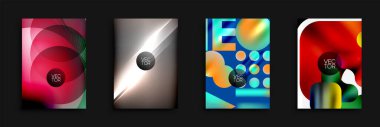 Soyut renkli arka planlar. Geometrik şekiller örtüşür ve canlı görsel efektler yaratır. Modern tasarım elementleri pürüzsüz eğimler sunar.