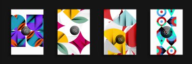 Soyut geometrik tasarımlar. Parlak renkler, üst üste binen şekiller modern görseller yaratır. Vektör grafikleri, dinamik bileşimler.