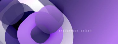 Soyut mor arkaplan. Üst üste binen daireler modern, pürüzsüz görsel efektler yaratır. Derece gölgeleri derinlik ve sadelik sunar.