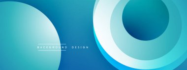 Soyut mavi arkaplan. Üst üste binen daireler, gradyanlar modern tasarım yaratır. Minimalist estetik, temiz kompozisyon.