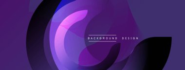 Soyut mor tasarım, üst üste binen daireler, gradyanlar. Modern estetik dijital arkaplanlar ve sunumlar için uygundur.