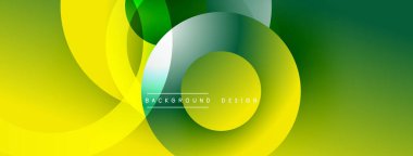 Soyut daireler örtüşüyor, parlak yeşil, sarı gradyanlar yaratıyor. Modern tasarım dinamik ve taze hissettiriyor. Arkaplan metni arkaplan tasarımı okur.