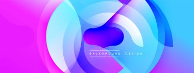 Soyut canlı katmanlar dinamik bileşim yaratır. Gradyan renkler harmanlanır, dairesel şekiller oluşturulur, modern tasarım ögesi.