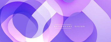 Soyut mor tasarım, üst üste binen daireler, kareler. Gradyan gölgeler yumuşak, modern estetik yaratıyor. Minimalist arkaplan dokusu.