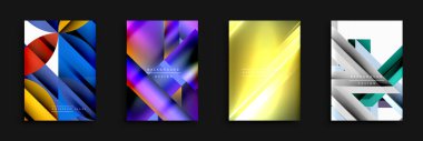 Soyut geometrik arka planlar. Canlı renkler, dinamik şekiller, modern tasarımlar. Posterler, el ilanları, sunumlar için uygun..