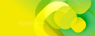 Parlak sarı, yeşil gradyanlar soyut çakışan daireler oluştururlar. Modern tasarım, pürüzsüz geçişler dinamik görsel efekt yaratır.