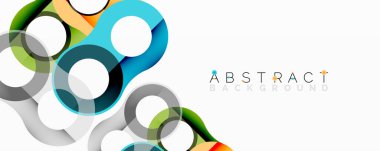 Renkli üst üste binen daireler modern soyut tasarım yaratır. Yumuşak eğimler, şeffaf şekiller hareketi, derinliği akla getiriyor. Minimalist estetik.