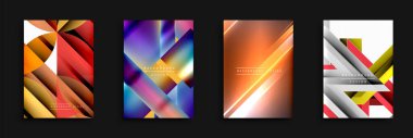 Soyut geometrik arka planlar. Canlı renkler, dinamik şekiller, modern tasarımlar. Posterler, el ilanları, sunumlar için uygun..