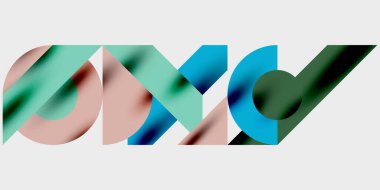 Soyut grafik tasarımı. Üst üste binen şekiller dinamik bileşim yaratır. Renkler harmanlanır, modern görsel ifade oluşturulur.