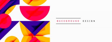 Soyut geometrik şekiller, canlı renkler, modern tasarım. Eğilimli minimalist kompozisyon, arkaplan için uygun.