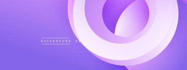 Soyut mor katmanlar akışkan şekiller yaratır. Yumuşak eğimler derinliği, modern tasarımı, minimalist estetiği akla getiriyor. Arkaplan metni görünür.