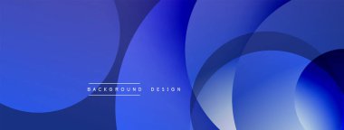 Soyut mavi şekiller modern arkaplan oluşturarak örtüşüyor. Düz gradyanlar görsel derinlik sunar, basit tasarım.