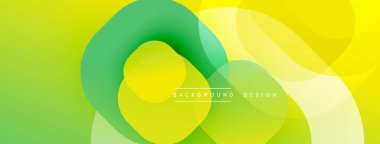 Soyut, enerjik bir arkaplan. Üst üste binen daireler akışkan ve modern tasarım yaratır. Sarı, yeşiller kompozisyona hakim. Basit, temiz estetik..