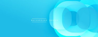 Parlak mavi katmanlar modern arkaplan oluşturur. Yumuşak eğimler, üst üste binen daireler temiz görsel cazibe sunar.