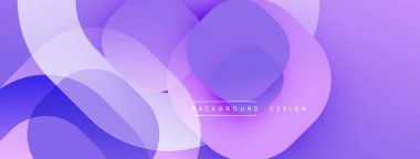 Soyut mor katmanlar akışkan şekiller yaratır. Yumuşak eğimler derinliği, modern tasarım elementlerini gösteriyor. En küçük metin dahil.