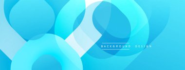 Soyut mavi katmanlar dinamik bileşim yaratır. Pürüzsüz eğimler, üst üste binen şekiller derinliği, modern estetiği akla getiriyor..